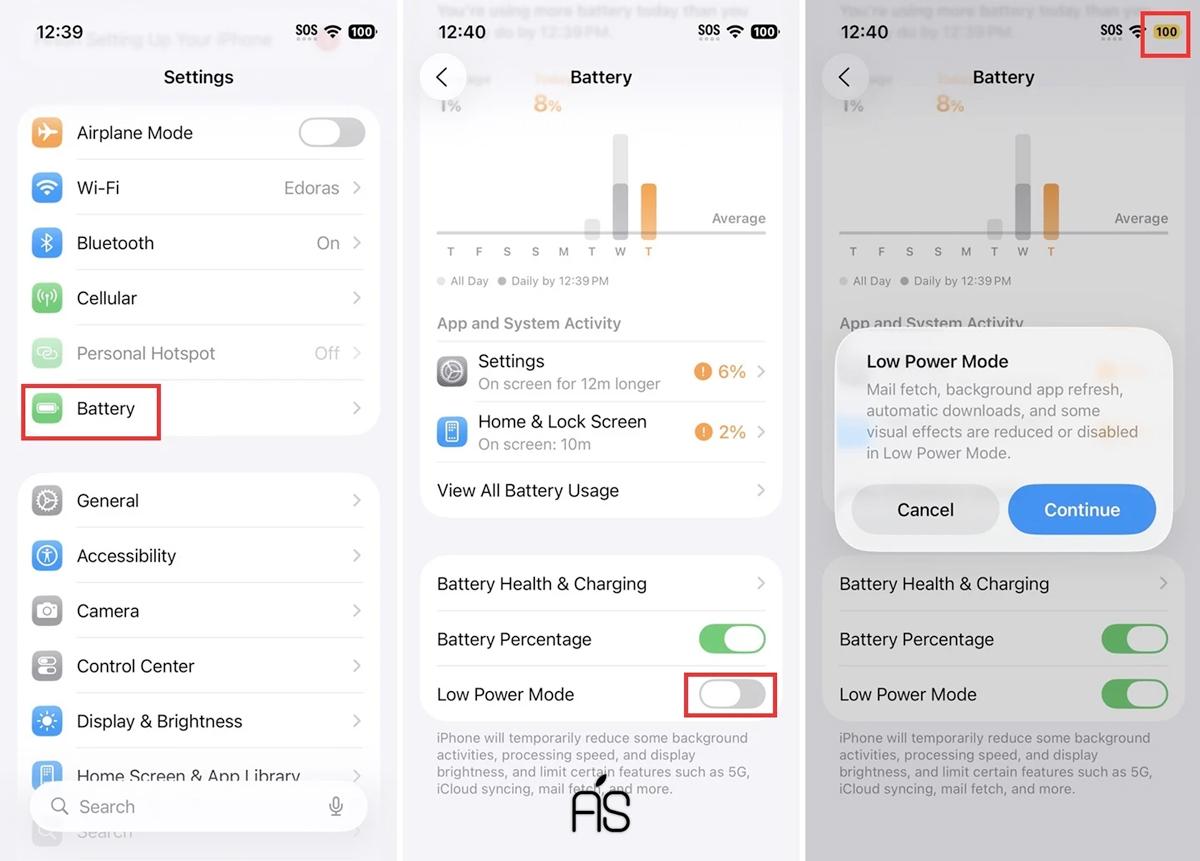 استفاده از Low Power Mode